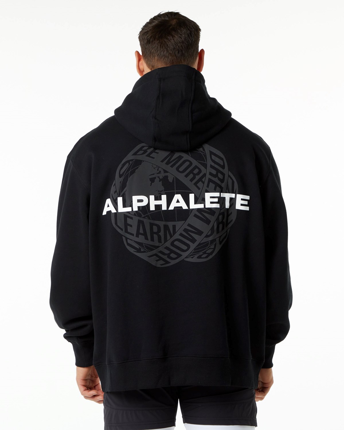 Alphalete Brushed Fleece Grafiką Hoodie Czarne | 95872-MKQP