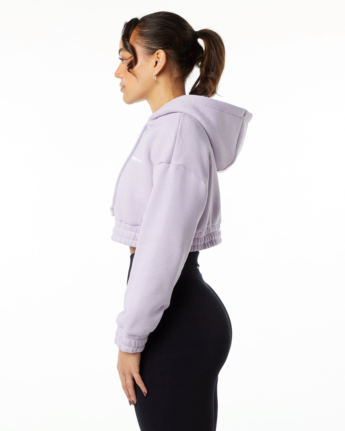 Alphalete Brushed Fleece Half-Zip Crop Hoodie Misty Lilac | 52037-SNJH