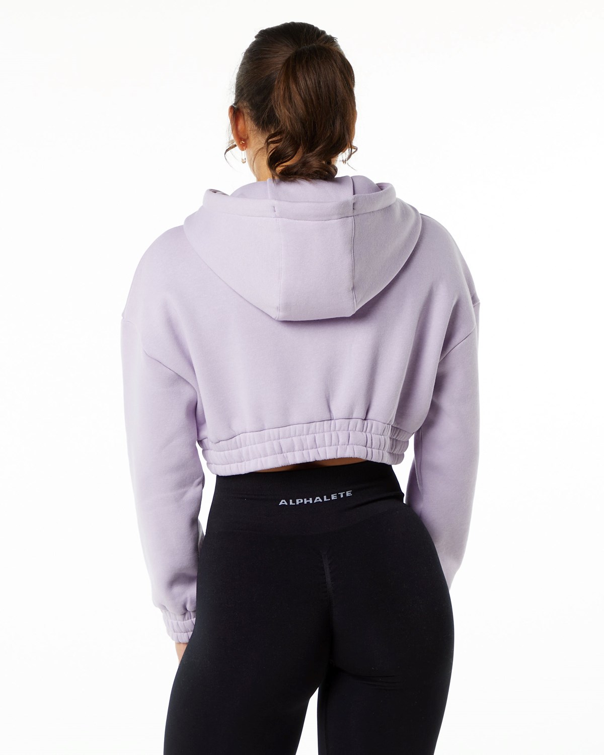 Alphalete Brushed Fleece Half-Zip Crop Hoodie Misty Lilac | 52037-SNJH