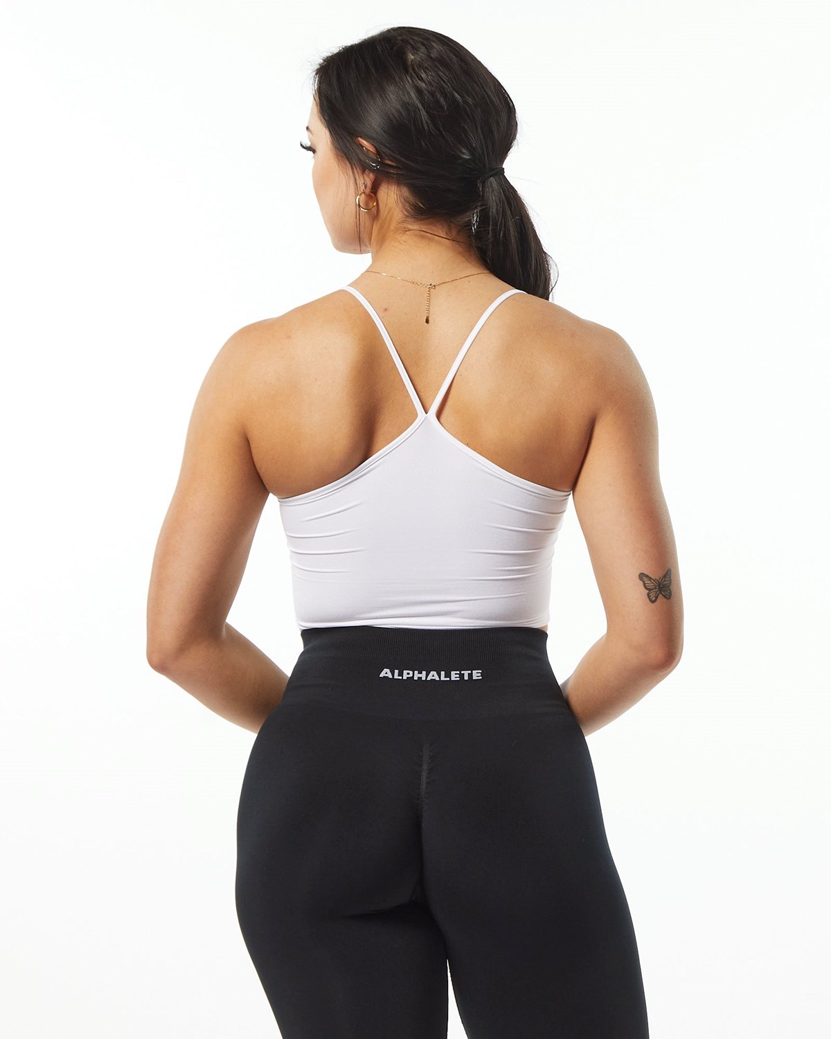 Alphalete Camisole Y-Back Crop Tank Białe | 04319-GLST