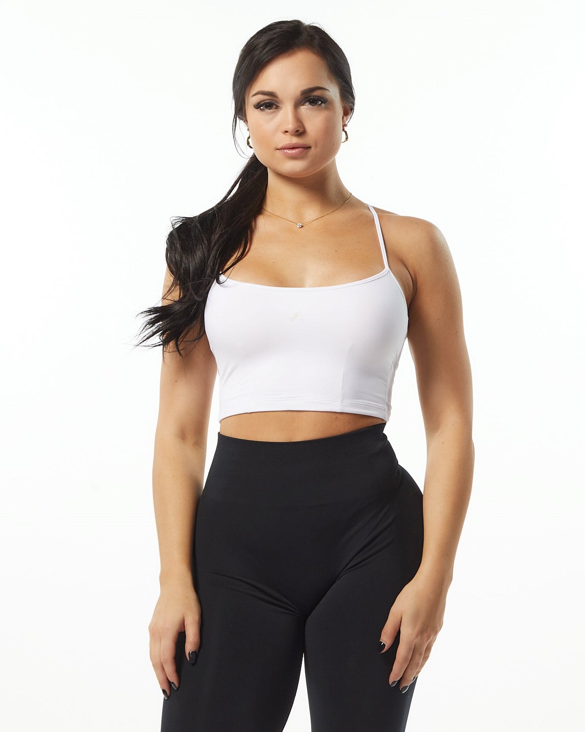 Alphalete Camisole Y-Back Crop Tank Białe | 04319-GLST