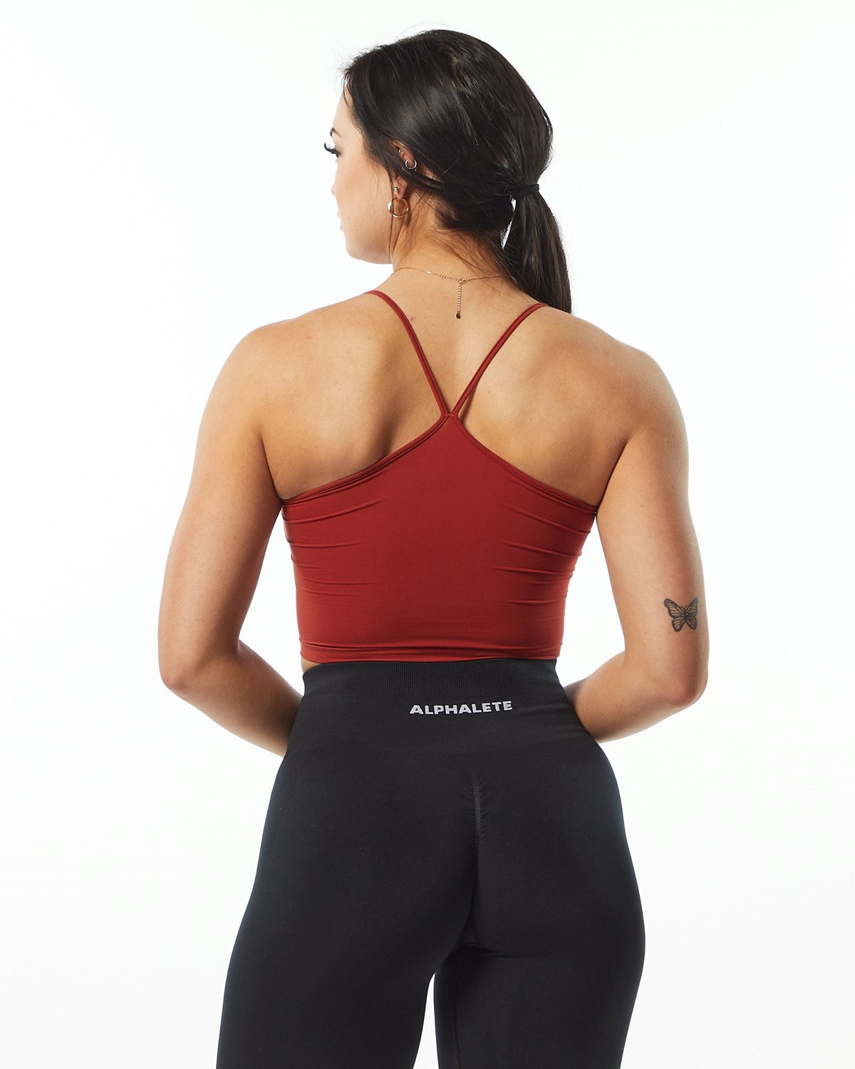 Alphalete Camisole Y-Back Crop Tank Cherry | 23517-JBKZ