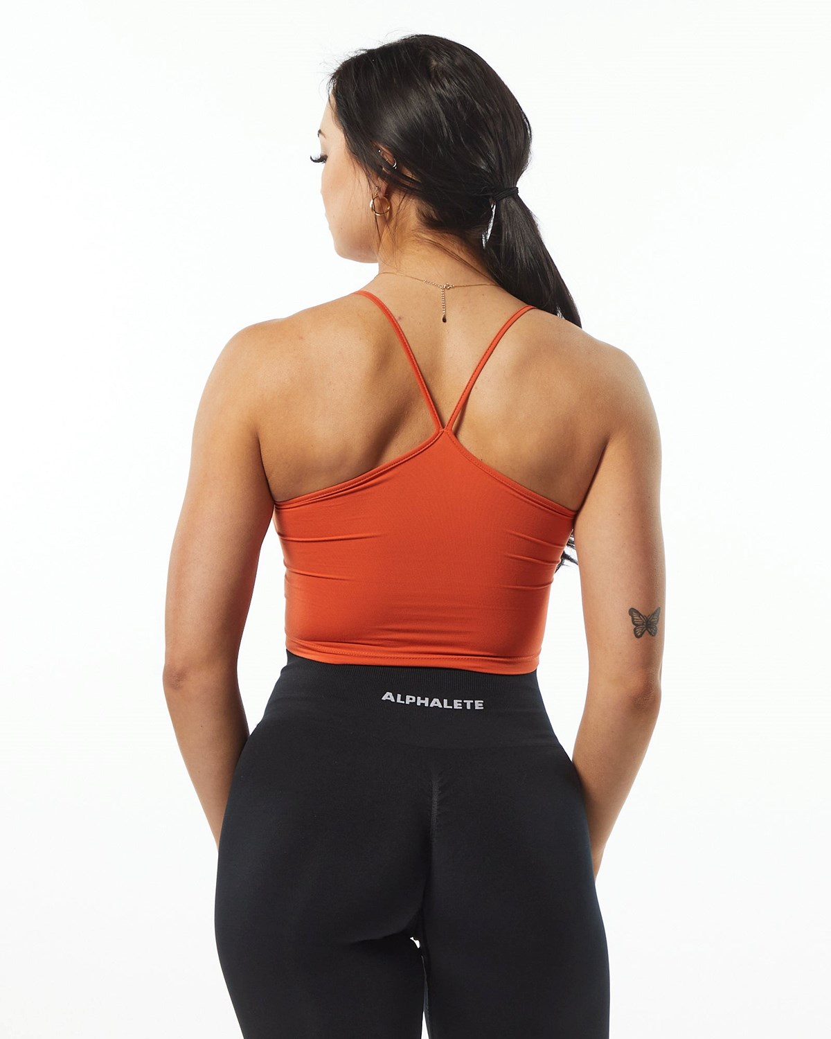 Alphalete Camisole Y-Back Crop Tank Pomarańczowe | 46370-YDJV