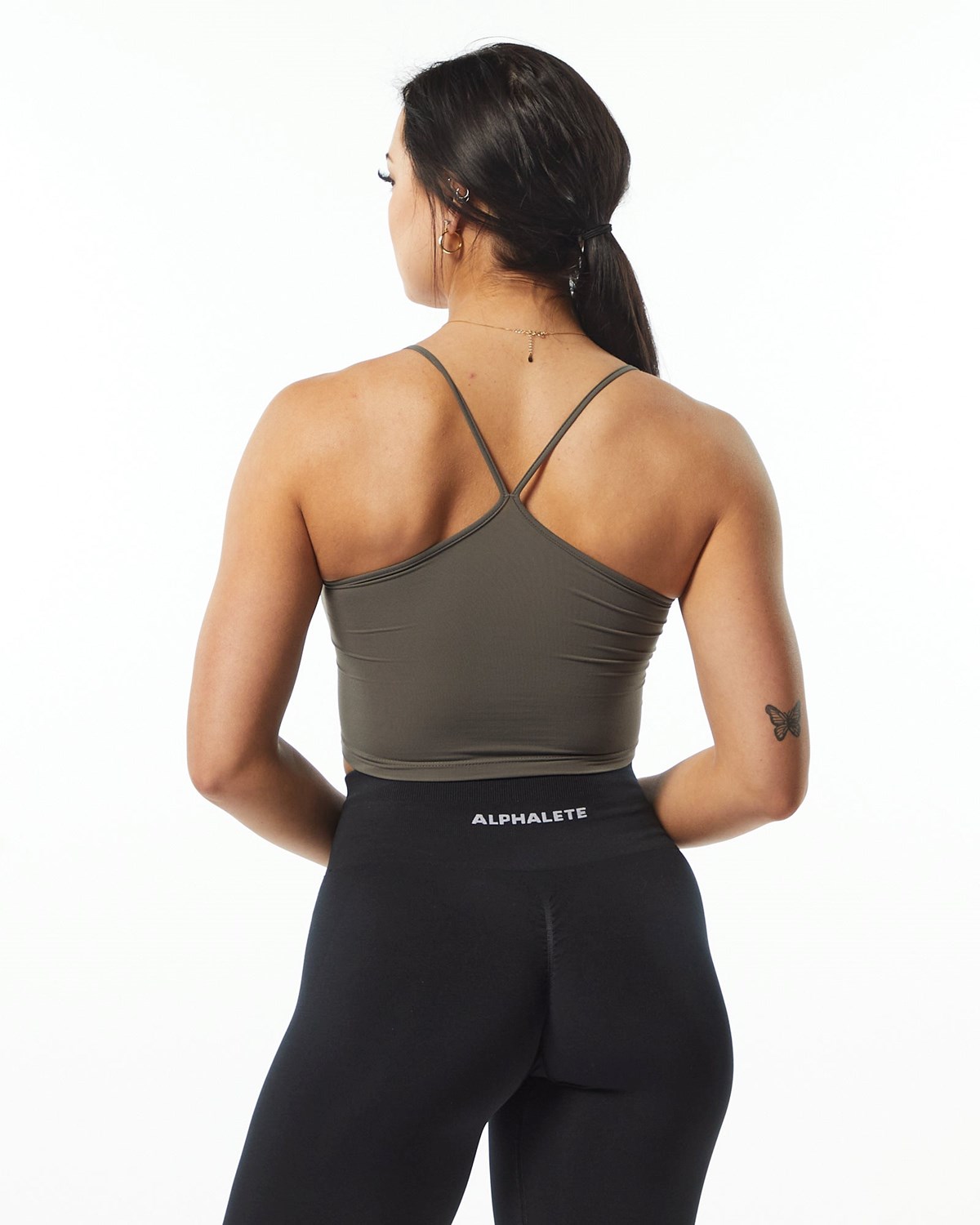 Alphalete Camisole Y-Back Crop Tank Szare | 82457-LSKF