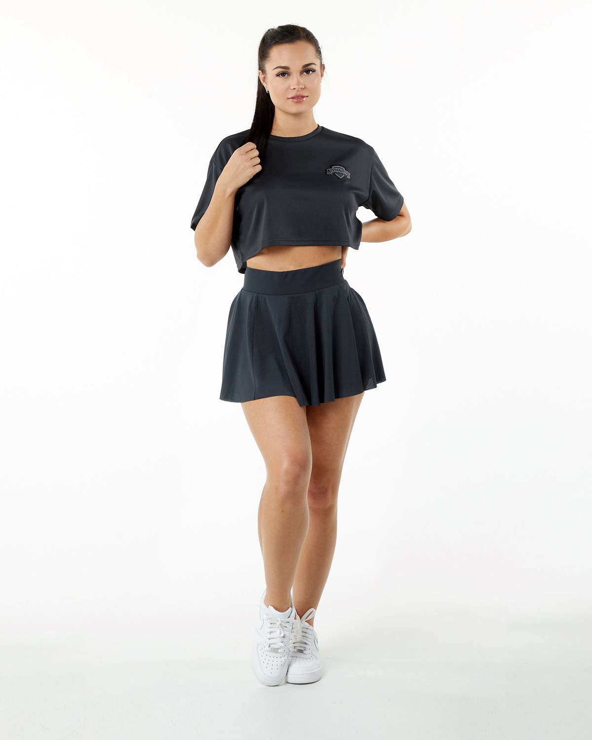 Alphalete Compression Podszewką Mesh Skirt Czarne | 59127-PAJL