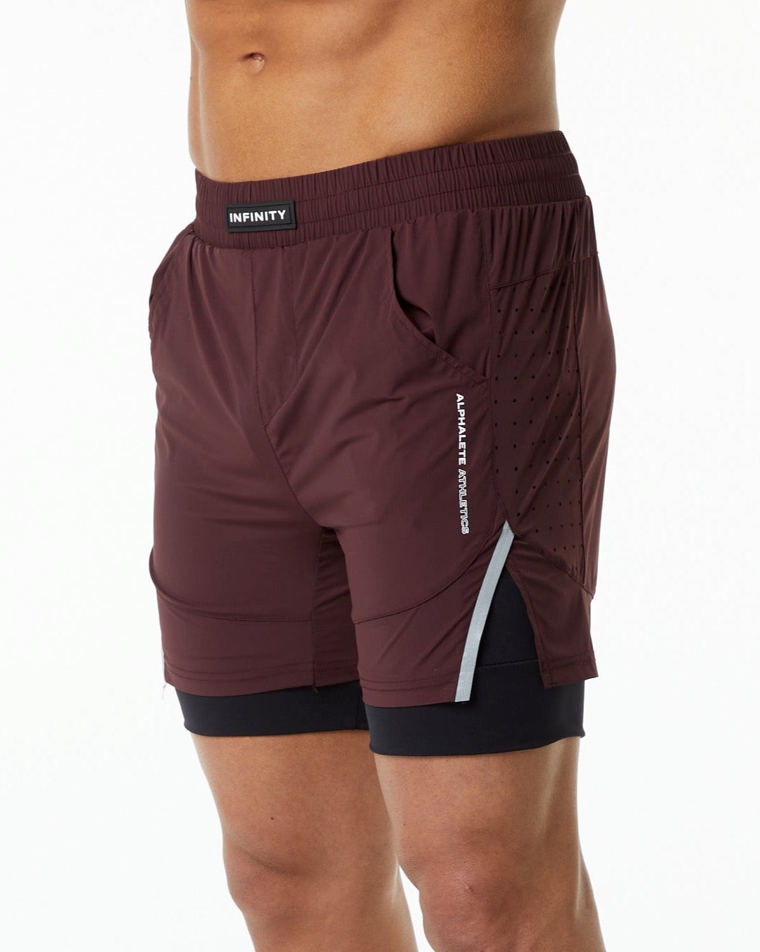 Alphalete Compression Podszewką Woven Treningowe Krótkie Bordowe | 03458-MUTH