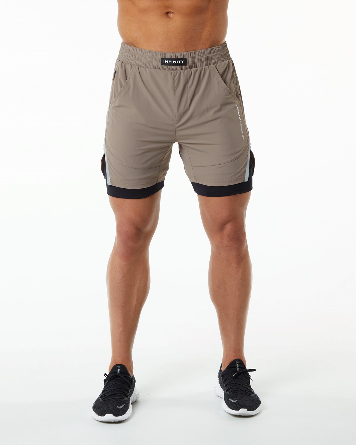 Alphalete Compression Podszewką Woven Treningowe Krótkie Mocha | 16823-RLUI