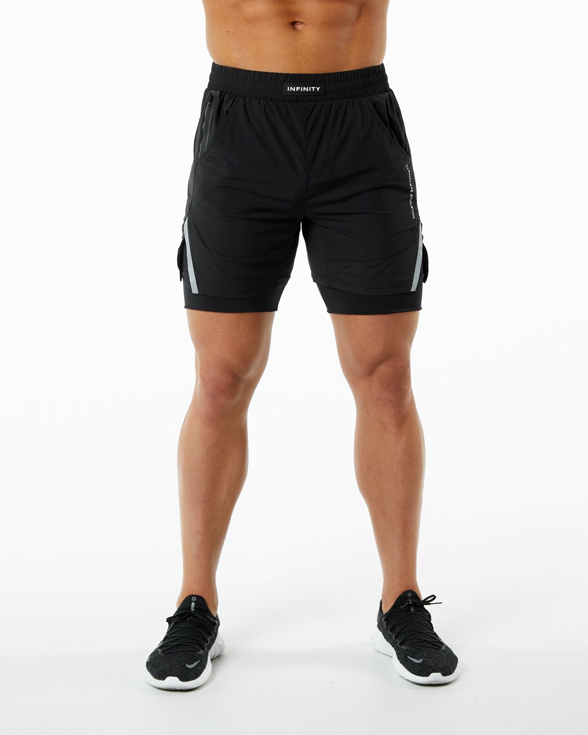 Alphalete Compression Podszewką Woven Treningowe Krótkie Czarne | 39781-TBOI