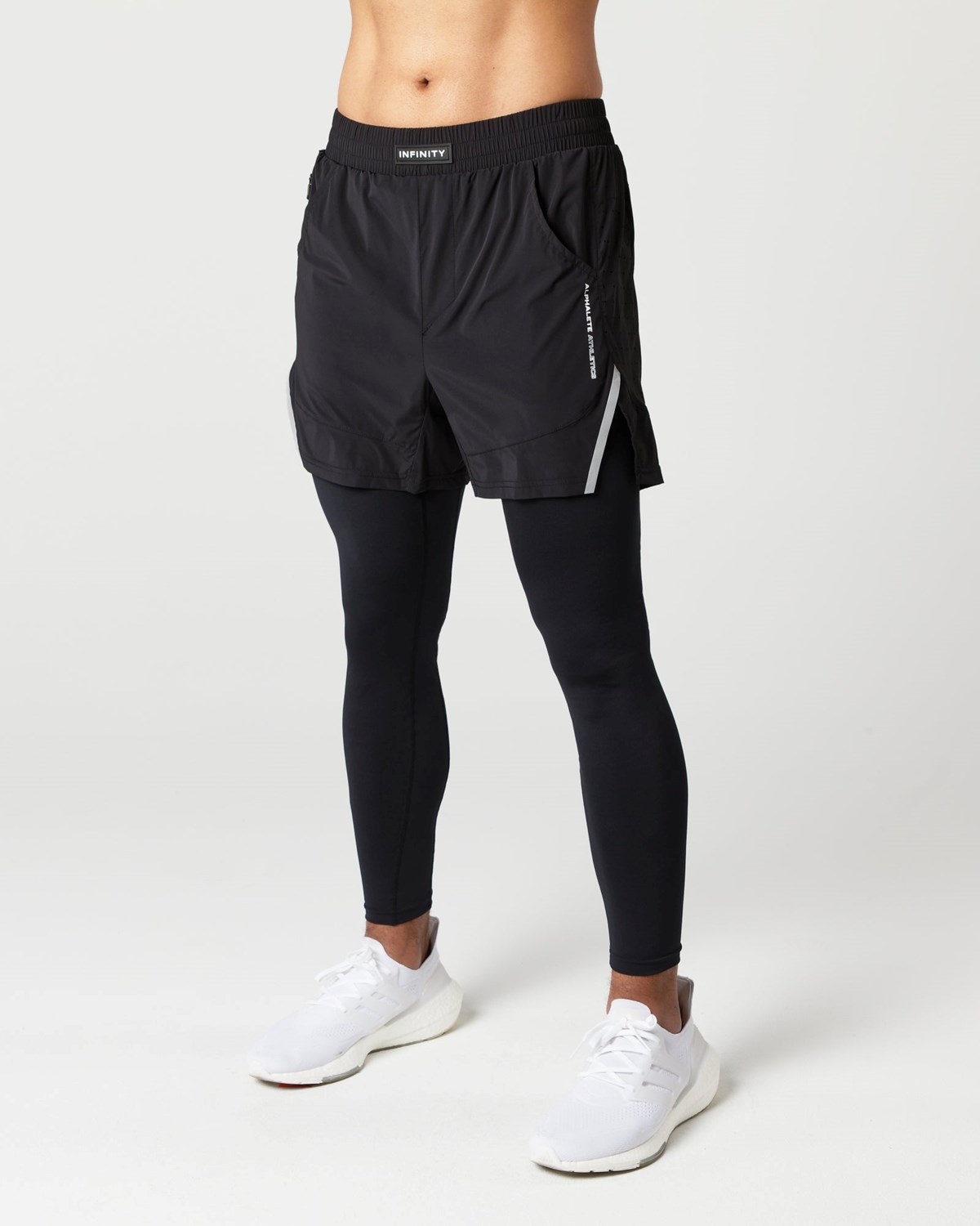 Alphalete Compression Podszewką Woven Treningowe Krótkie Czarne | 75638-ENJX