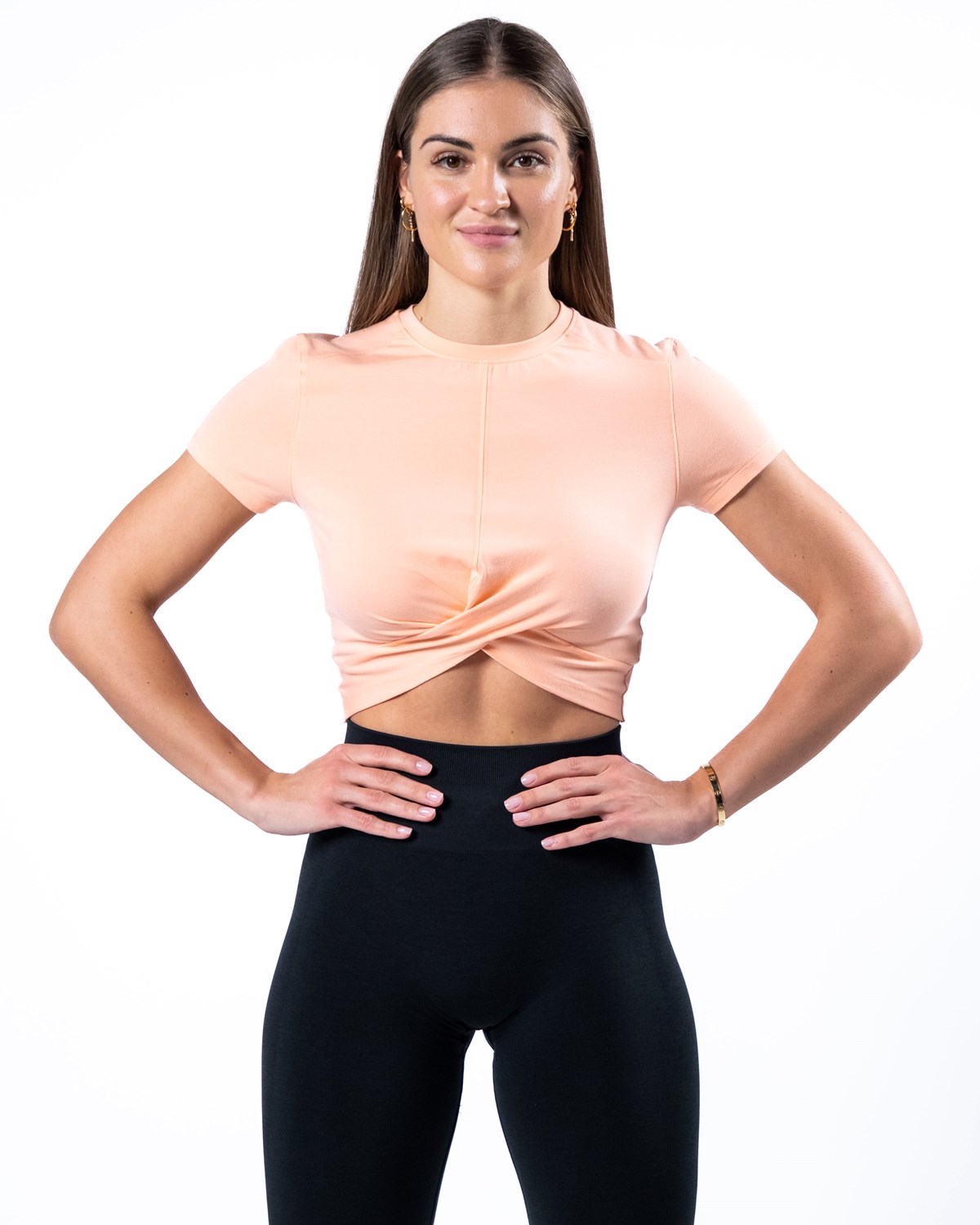 Alphalete Cropped Premium Krótkie Sleeve Koralowe | 13276-USGE