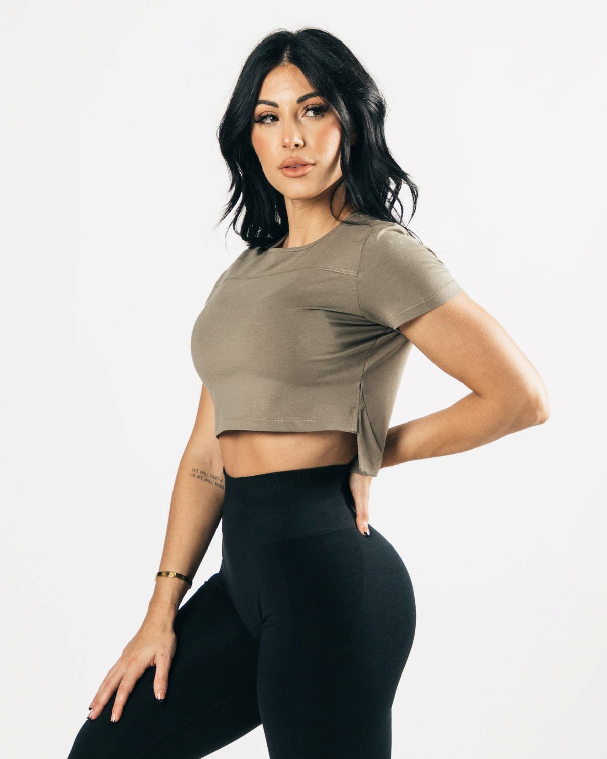 Alphalete Cropped Premium Krótkie Sleeve Haze | 45379-JAIT