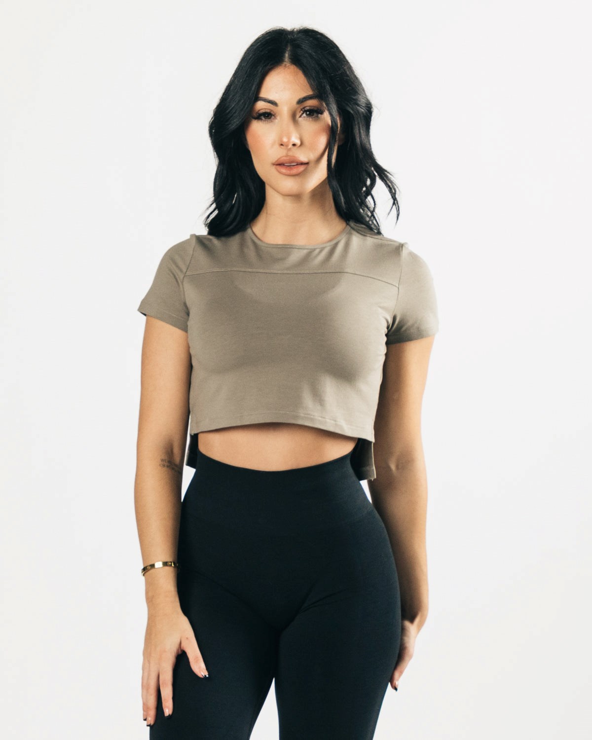 Alphalete Cropped Premium Krótkie Sleeve Haze | 45379-JAIT