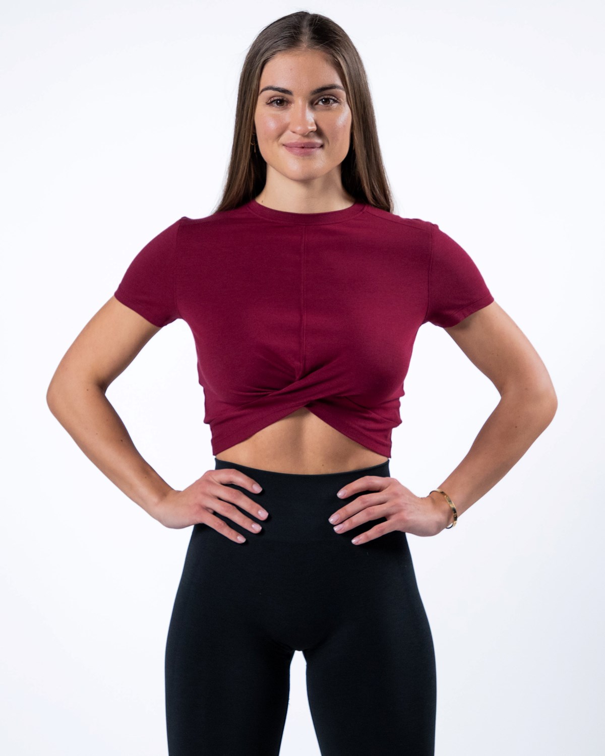 Alphalete Cropped Premium Krótkie Sleeve Czerwone | 83172-RWQJ