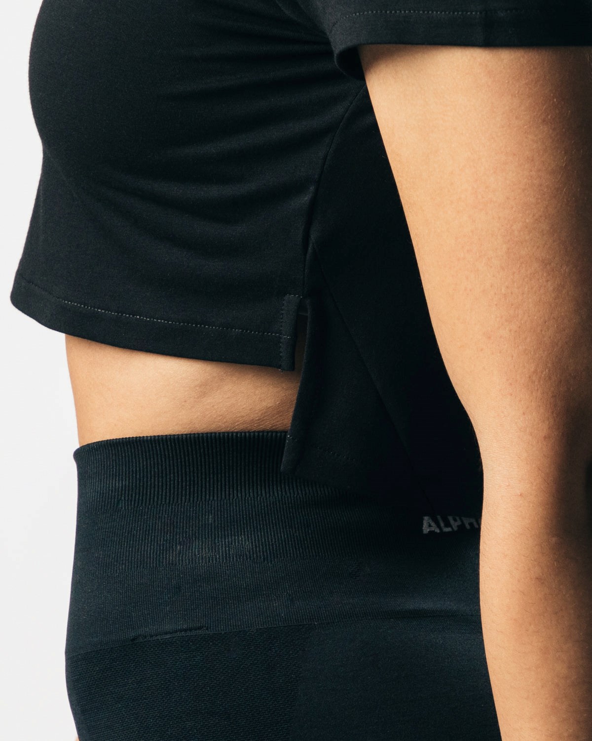 Alphalete Cropped Premium Krótkie Sleeve Czarne | 87532-ALGO