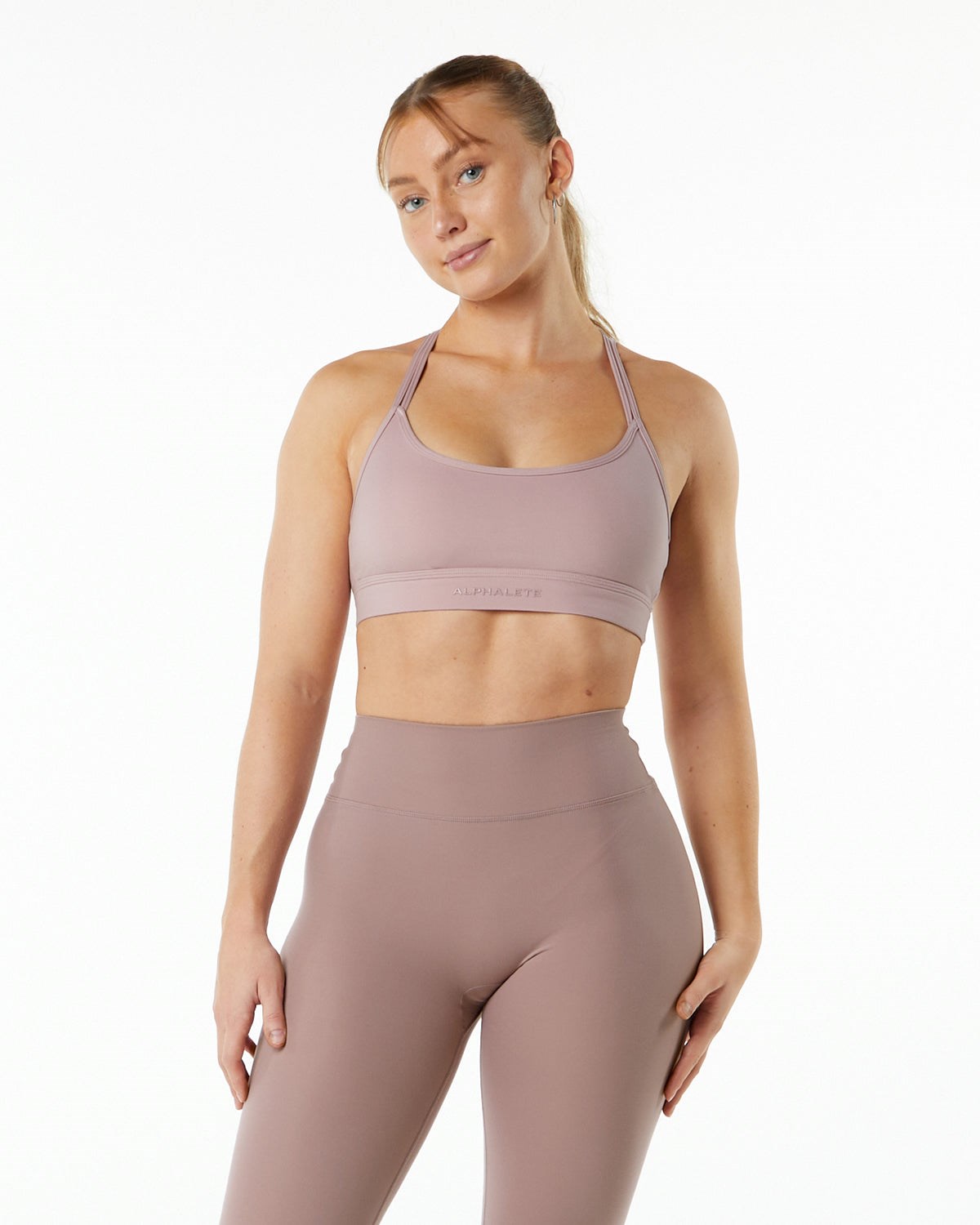 Alphalete Double Brushed Bra Fioletowe | 38512-UCYW