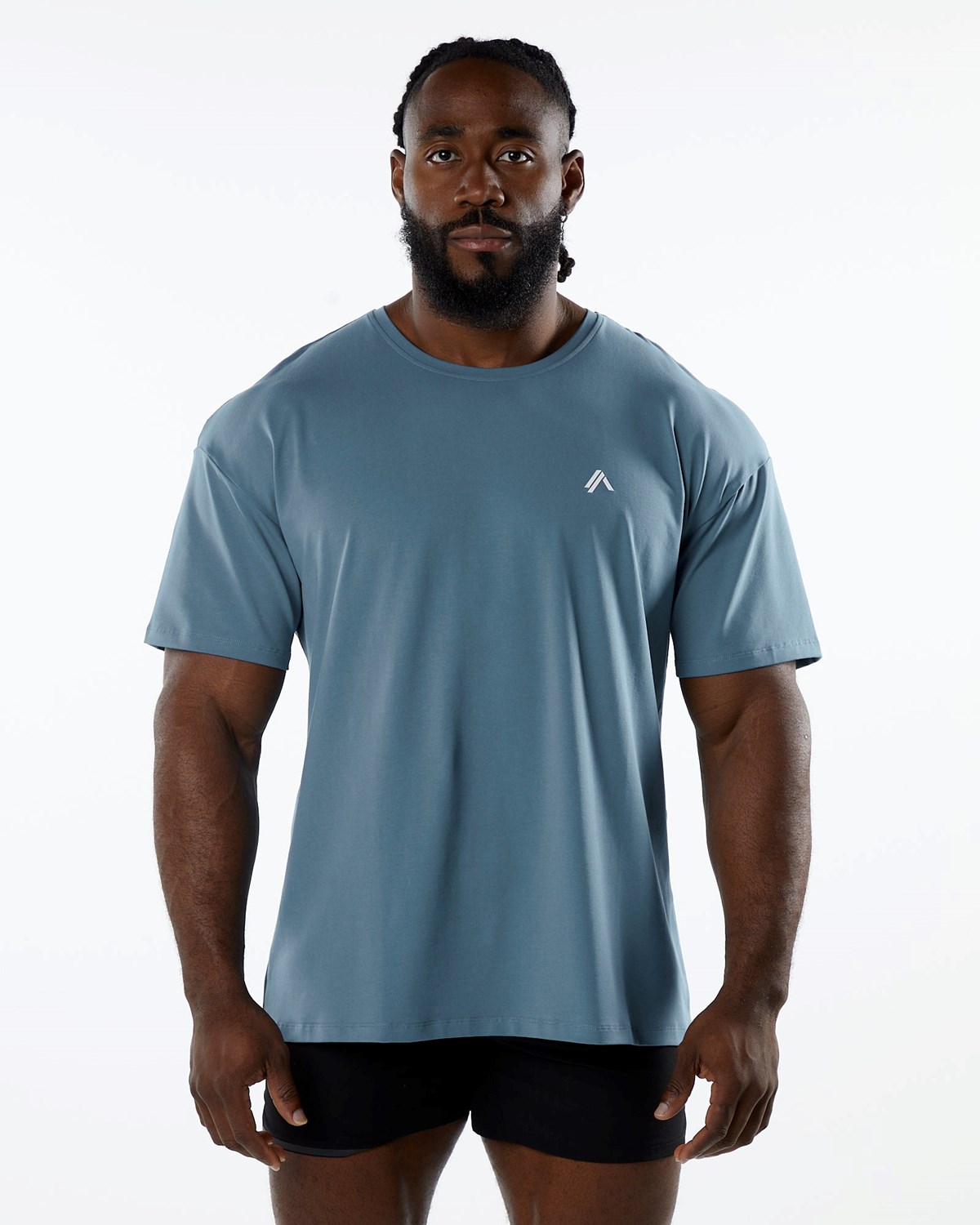 Alphalete Drop Shoulder Tee Niebieskie | 64289-UWPM