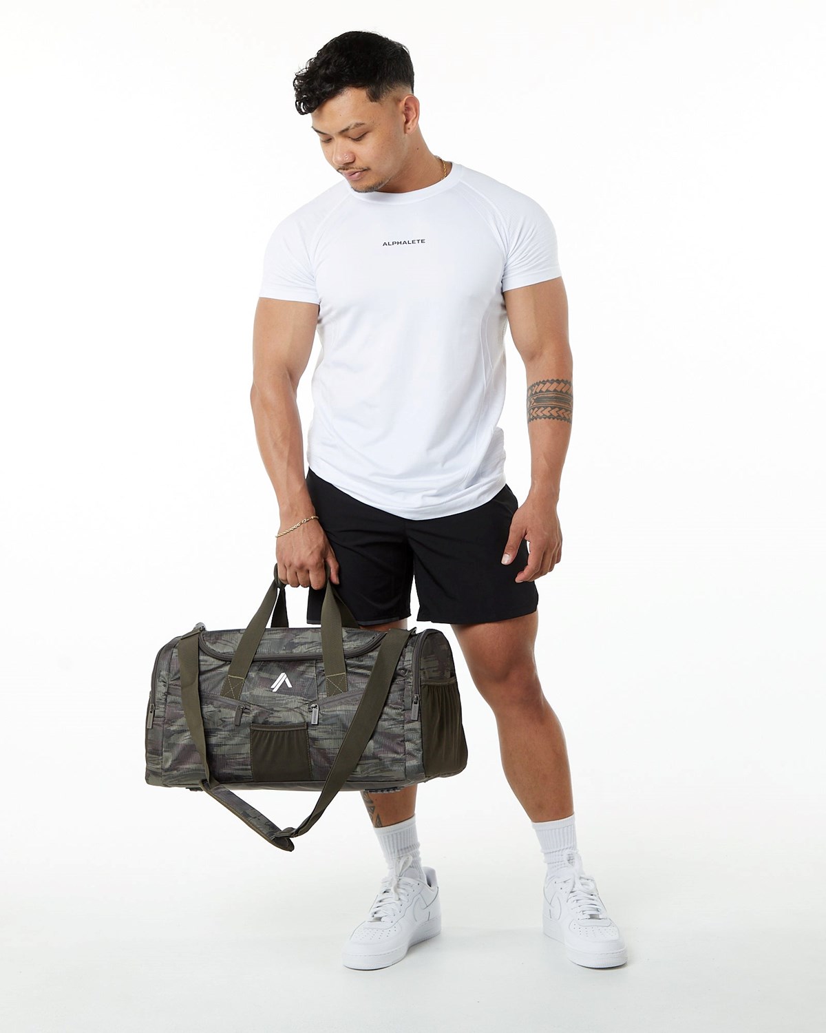 Alphalete Duffel Bag Oliwkowe Camo | 63298-TBLG