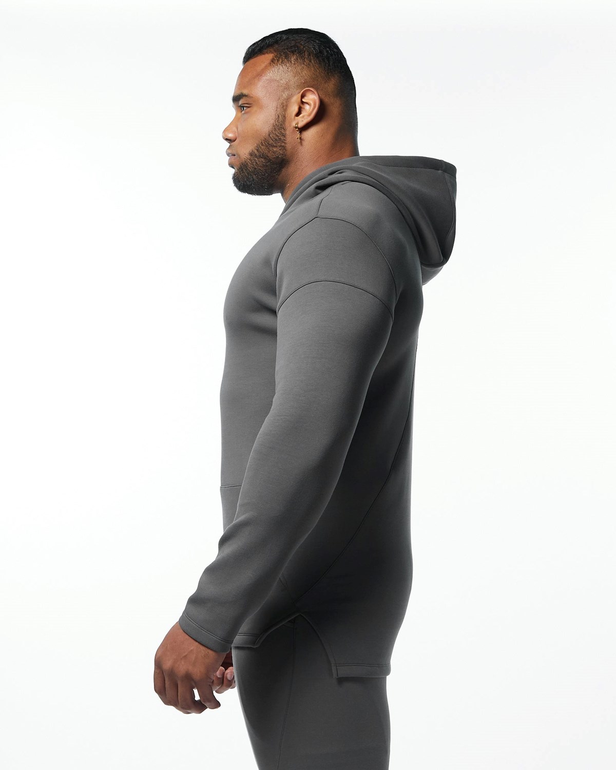 Alphalete Fitted Interlock Knit Hoodie Charcoal | 01973-SDTR