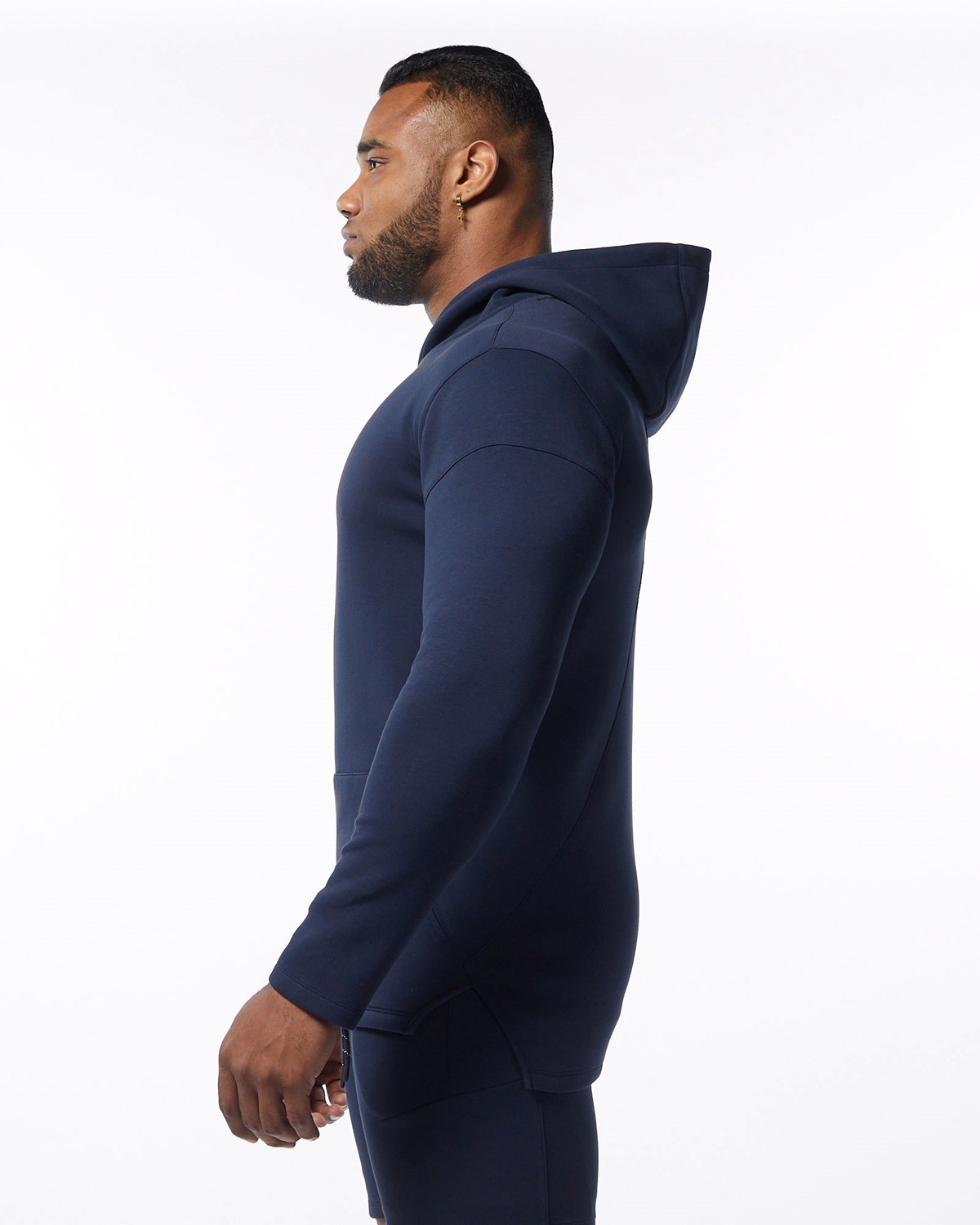 Alphalete Fitted Interlock Knit Hoodie Granatowe | 48601-ZOIW