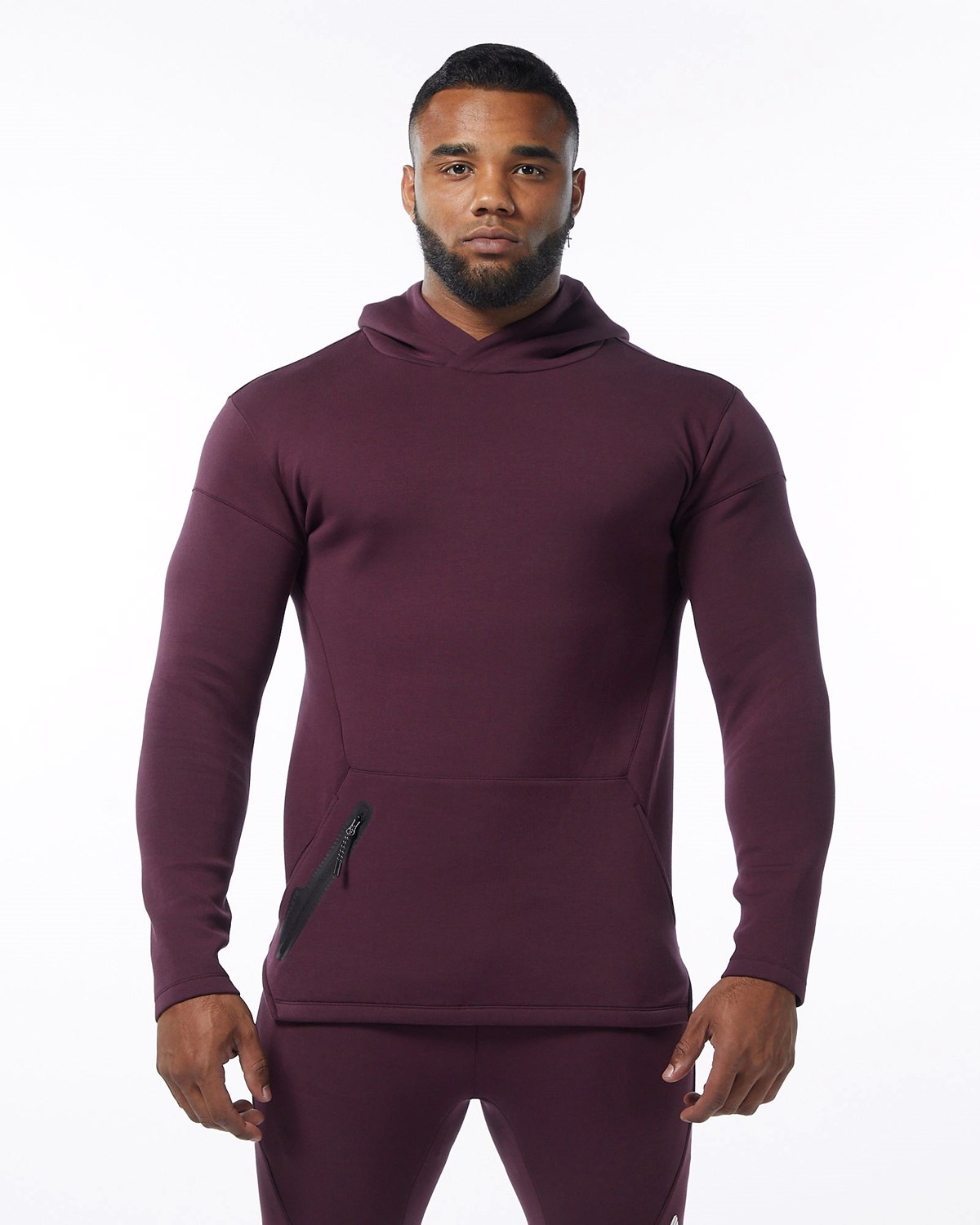 Alphalete Fitted Interlock Knit Hoodie Merlot | 01538-FOKE