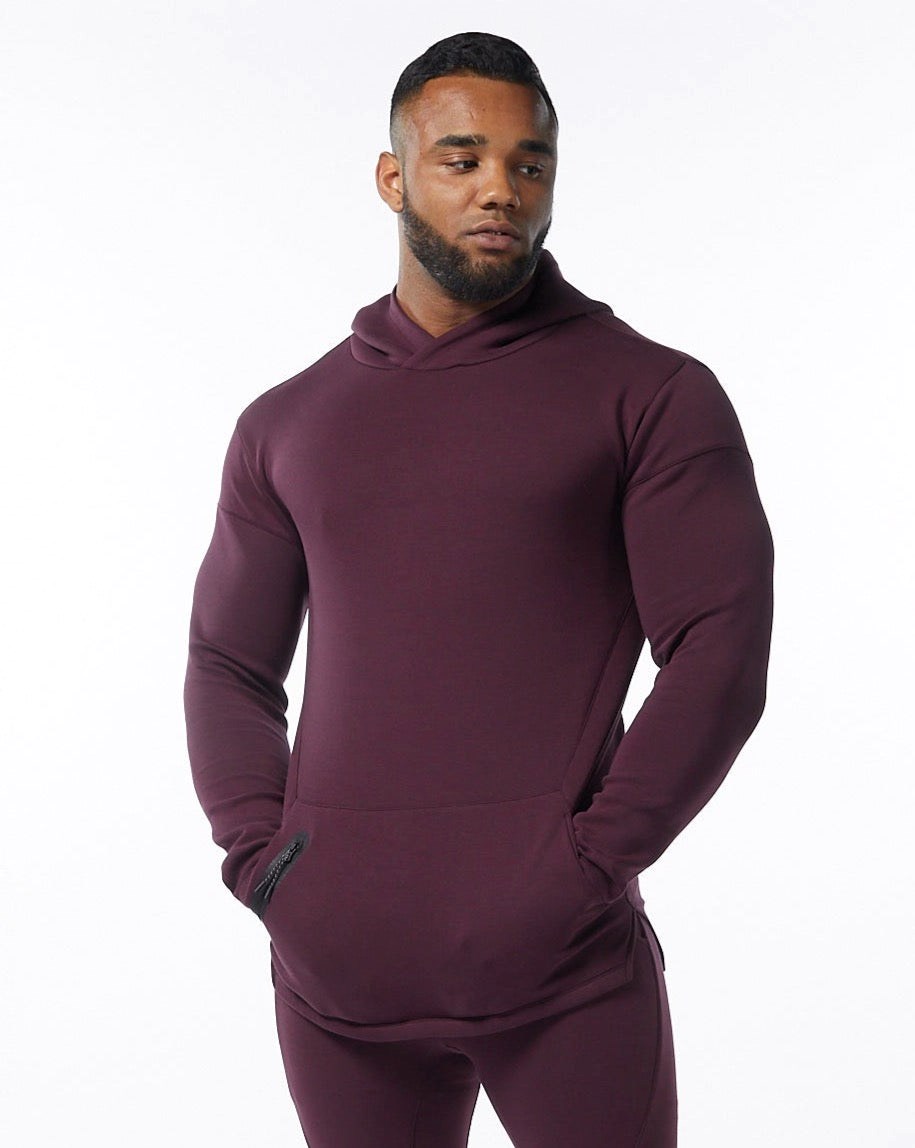 Alphalete Fitted Interlock Knit Hoodie Merlot | 01538-FOKE