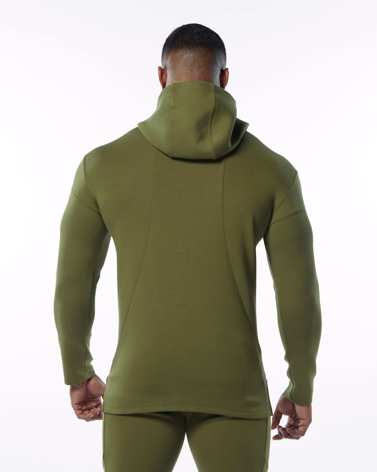 Alphalete Fitted Interlock Knit Hoodie Oliwkowe | 36810-MEHG