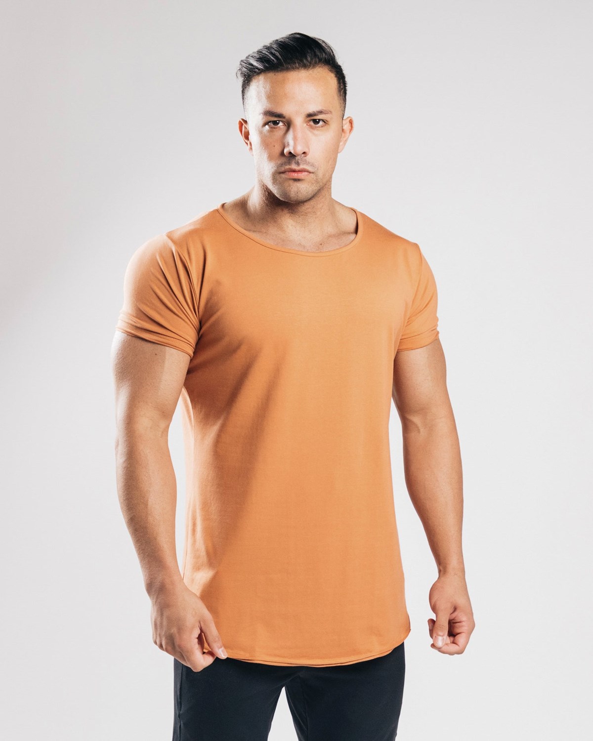 Alphalete Fitted Krótkie Sleeve Clay | 84629-BEFD