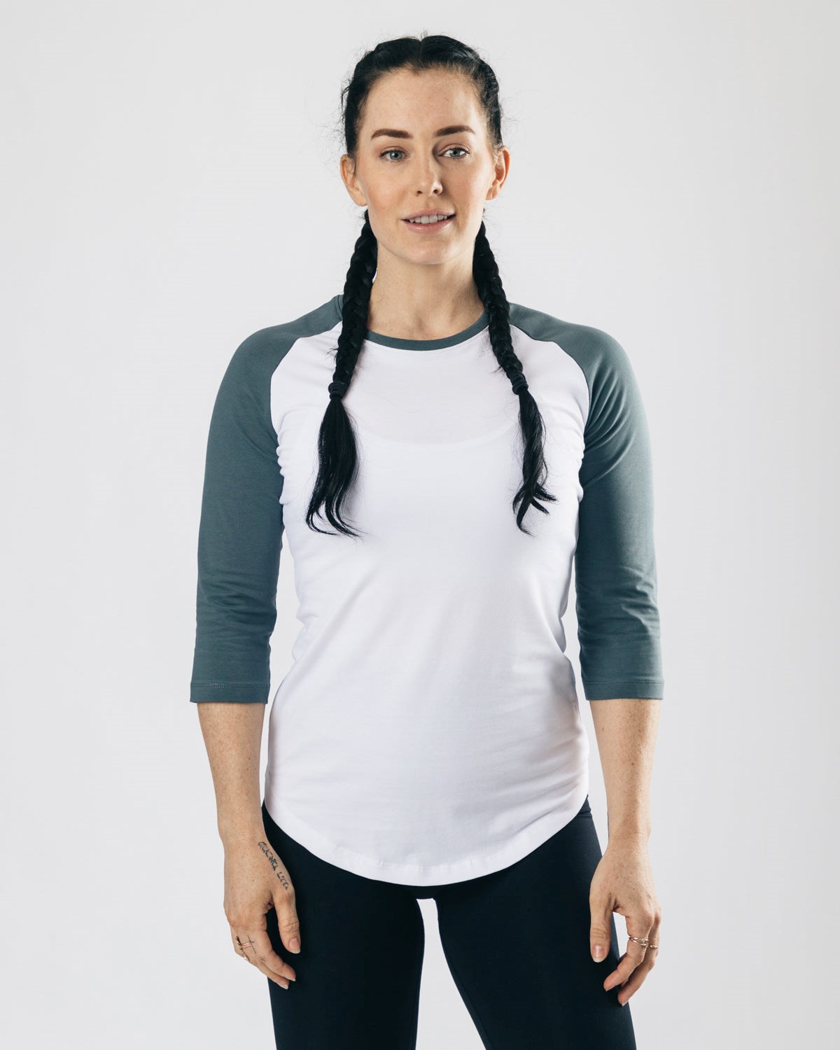 Alphalete Fitted Performance 3/4 Sleeve Białe Niebieskie | 32546-PMUE