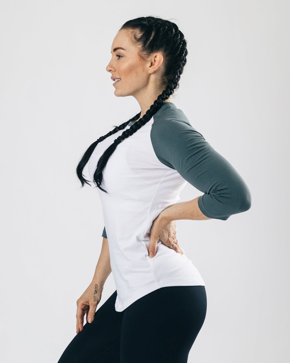 Alphalete Fitted Performance 3/4 Sleeve Białe Niebieskie | 32546-PMUE