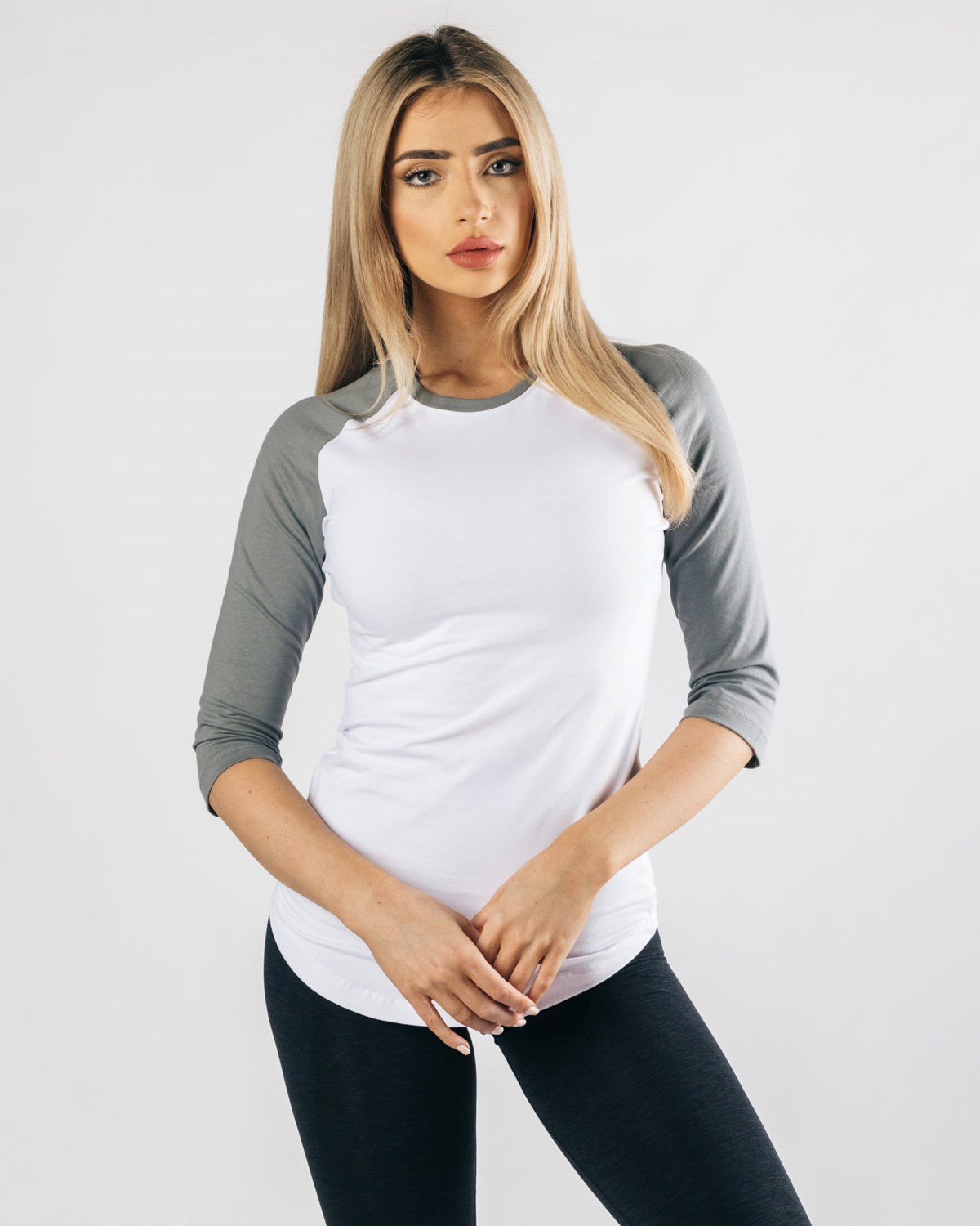 Alphalete Fitted Performance 3/4 Sleeve Białe Szare | 85273-AQVI