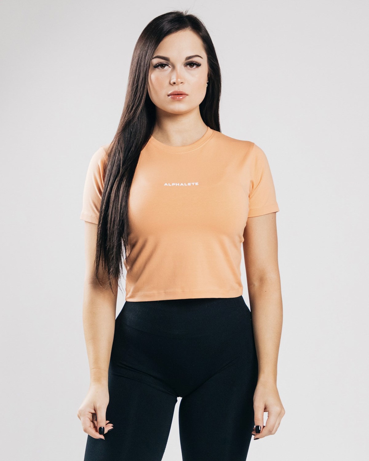 Alphalete Fitted Performance Crop Pomarańczowe | 17426-TBOK