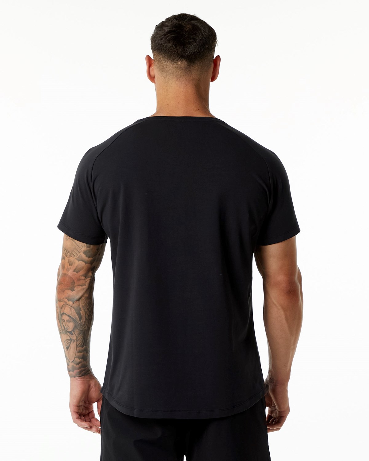 Alphalete Fitted Performance Krótkie Sleeve Czarne | 03756-TJNE