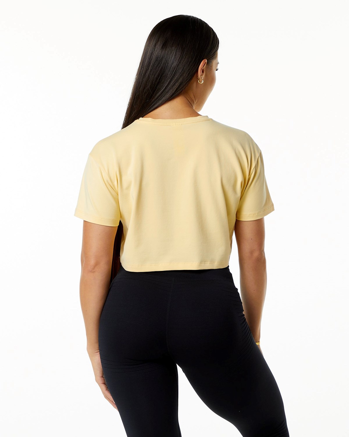 Alphalete Fitted Performance Krótkie Sleeve Crop Daffodil | 12308-RZAJ