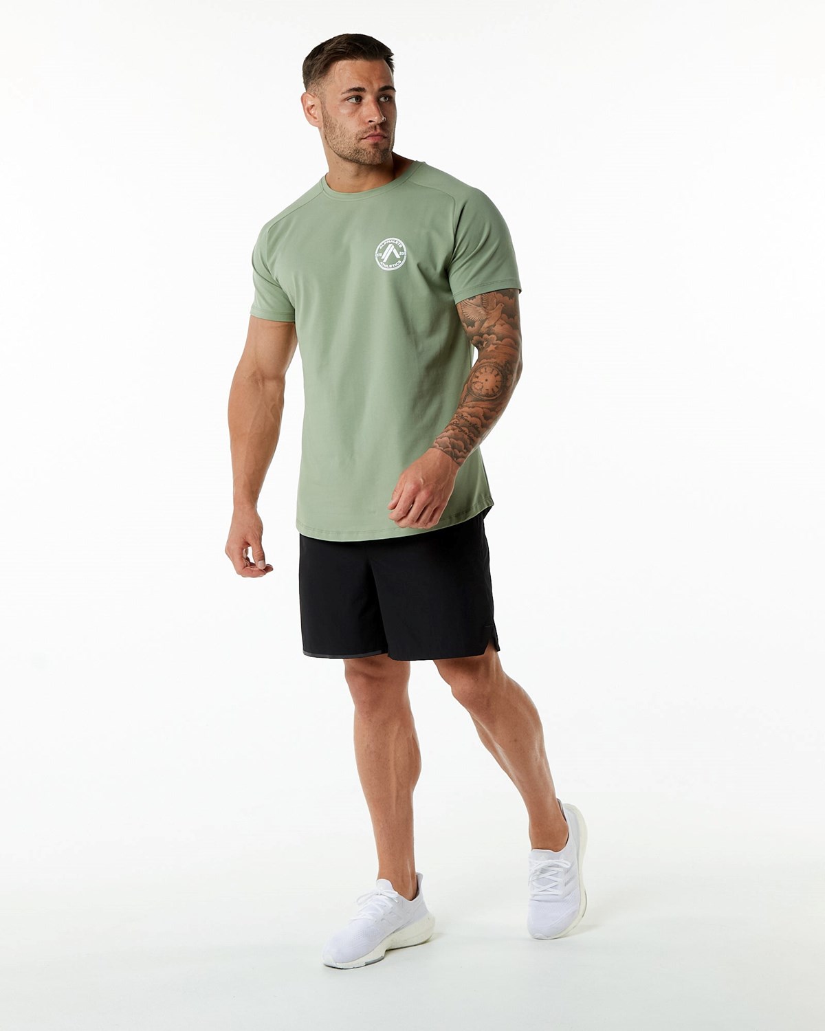 Alphalete Fitted Performance Krótkie Sleeve Sage | 28159-EOYN