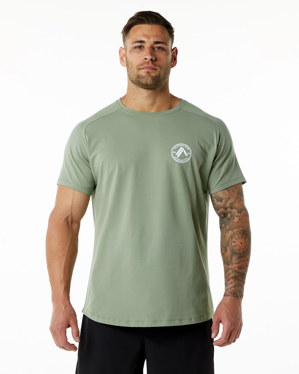 Alphalete Fitted Performance Krótkie Sleeve Sage | 28159-EOYN