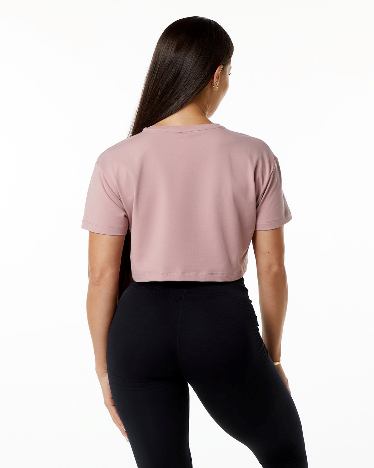 Alphalete Fitted Performance Krótkie Sleeve Crop Mauve | 50879-KSCN