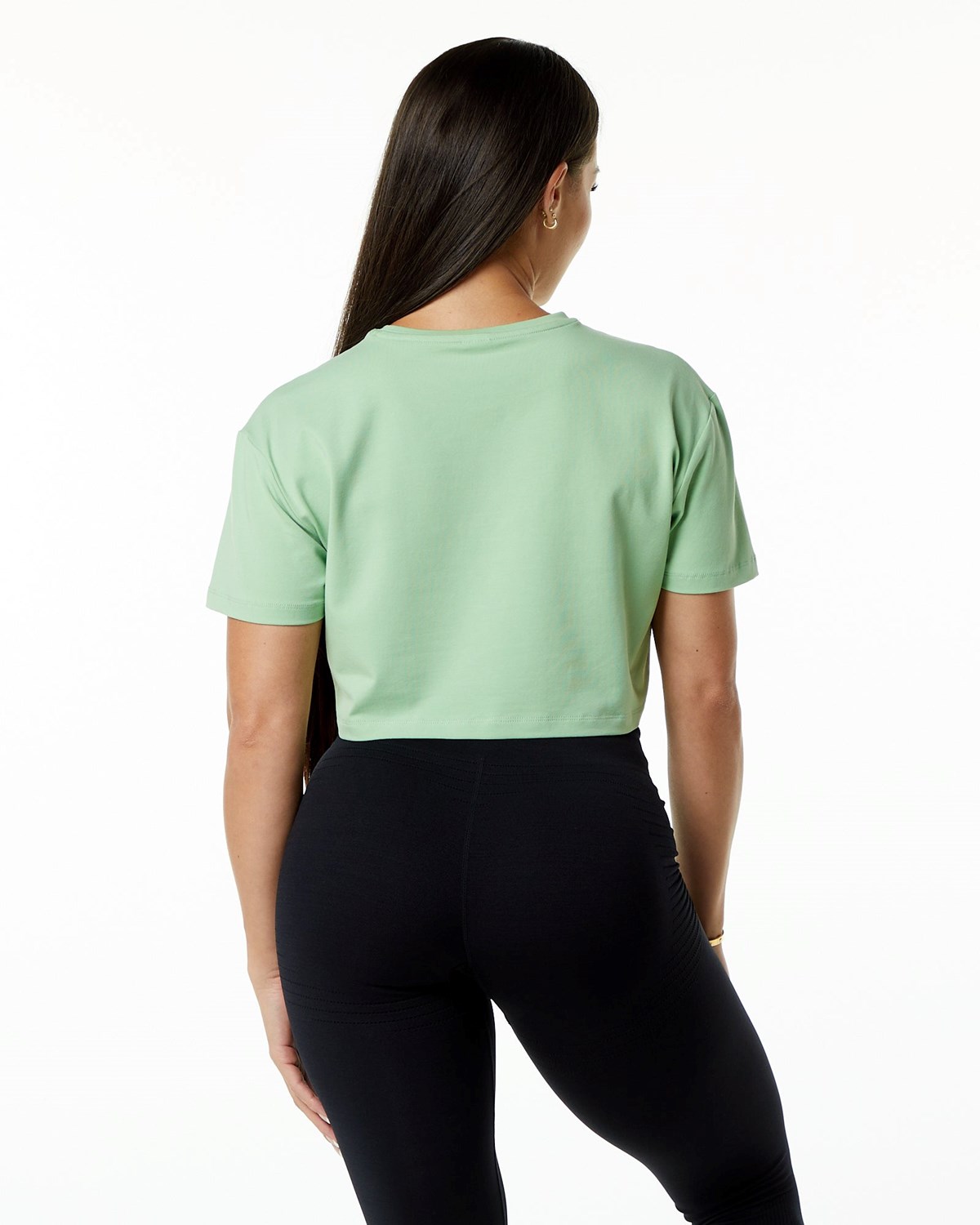 Alphalete Fitted Performance Krótkie Sleeve Crop Pistachio | 52976-OTBY