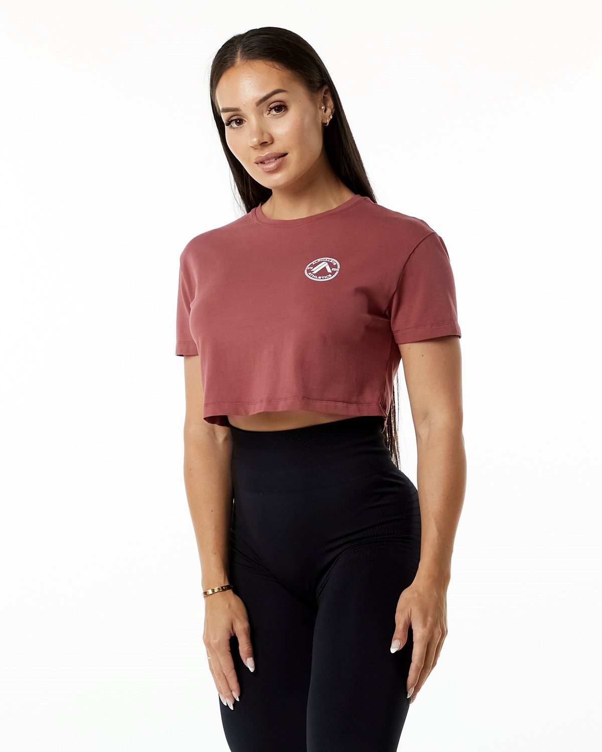 Alphalete Fitted Performance Krótkie Sleeve Crop Gingerbread | 56097-AYOK