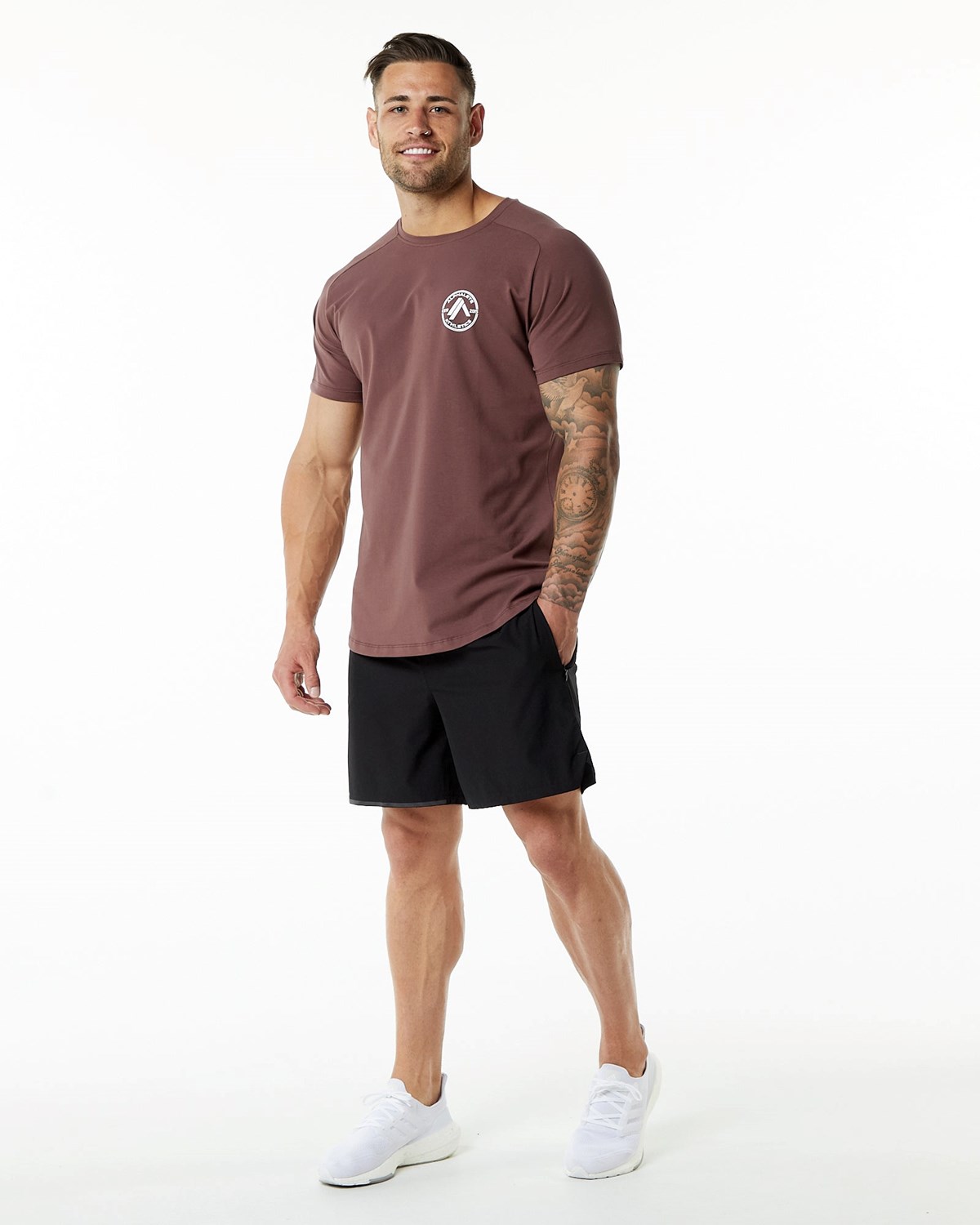 Alphalete Fitted Performance Krótkie Sleeve Merlot | 57342-XYNO