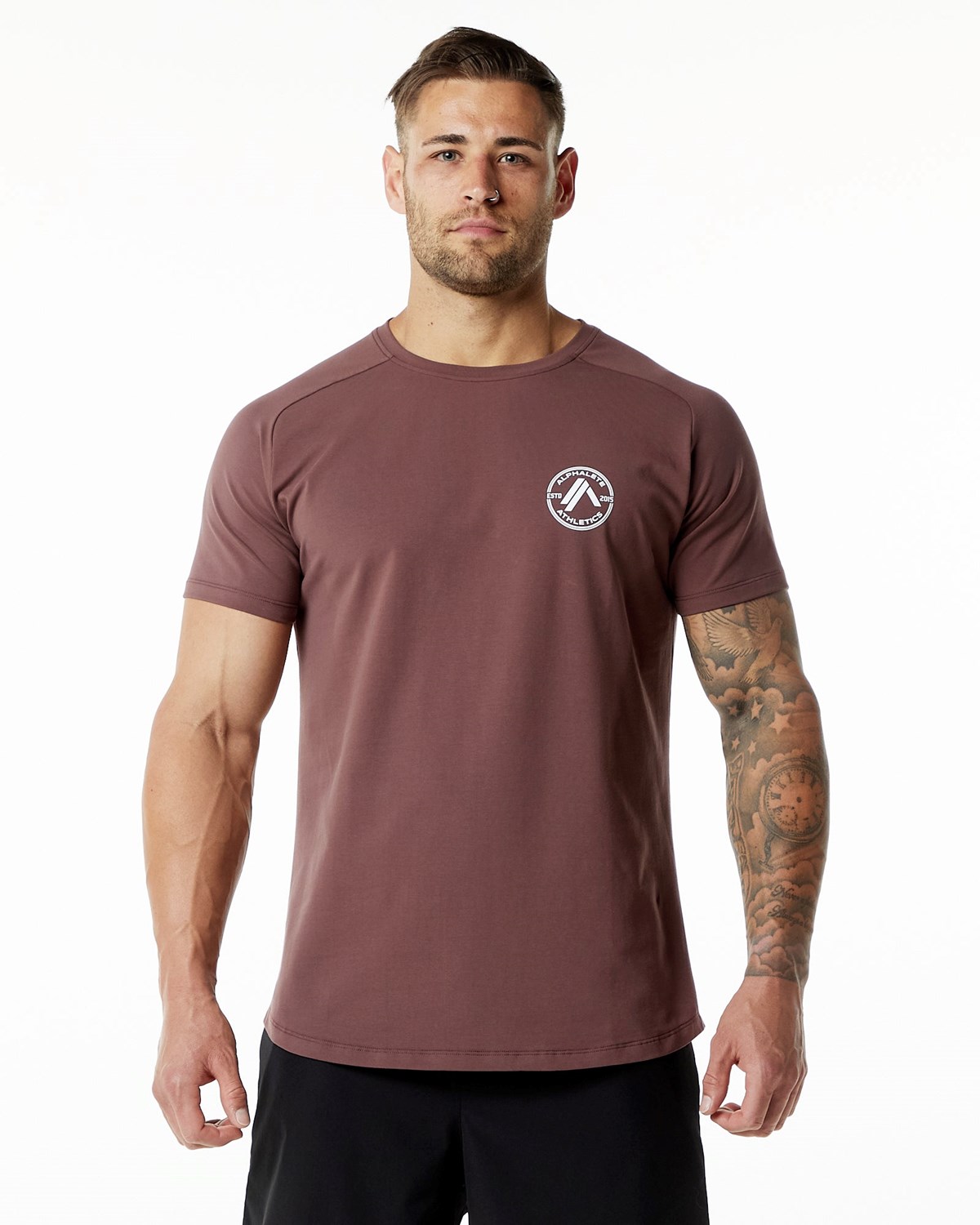 Alphalete Fitted Performance Krótkie Sleeve Merlot | 57342-XYNO