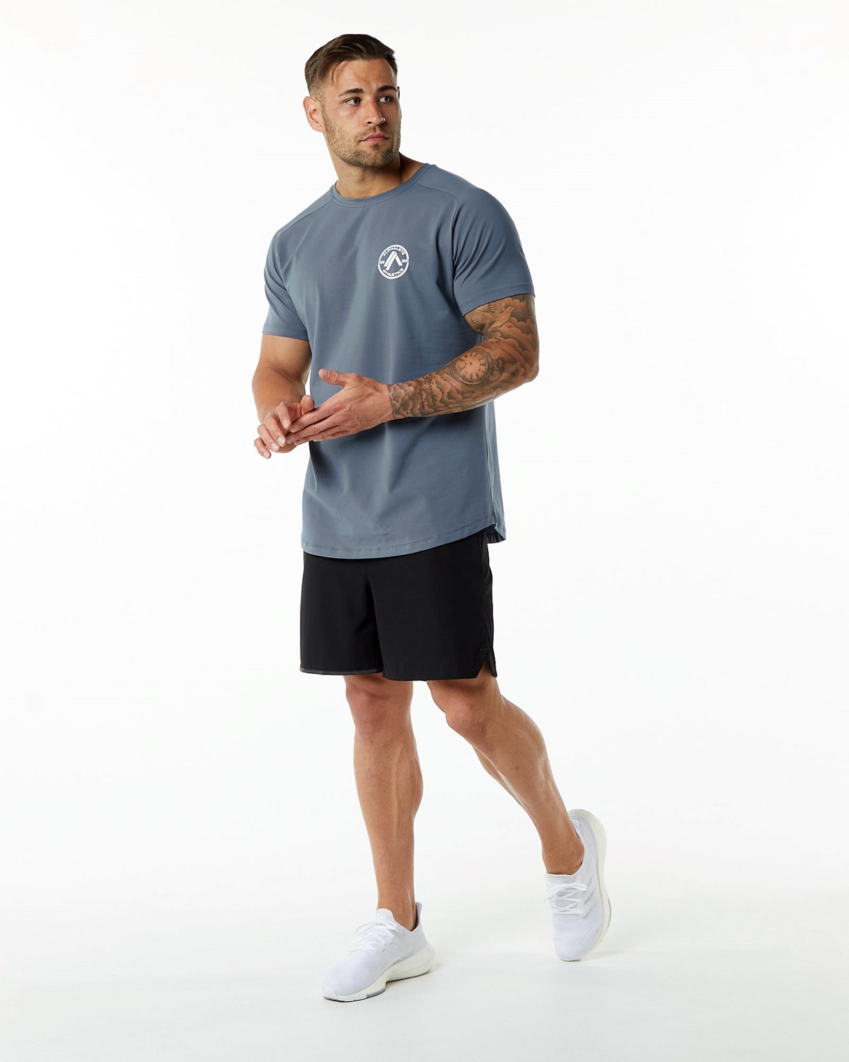 Alphalete Fitted Performance Krótkie Sleeve Carbon | 79081-YUWO