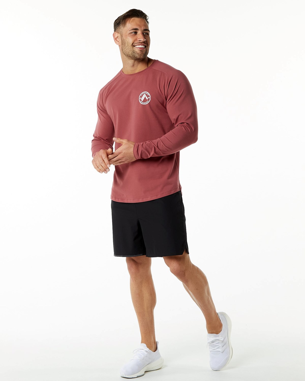 Alphalete Fitted Performance Long Sleeve Gingerbread | 26874-EXHQ