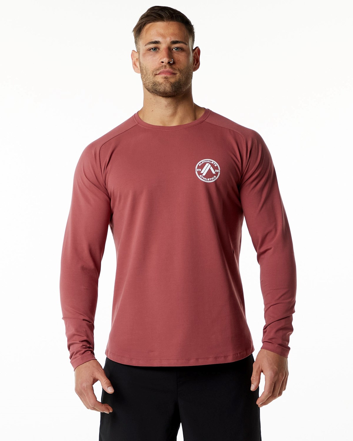 Alphalete Fitted Performance Long Sleeve Gingerbread | 26874-EXHQ