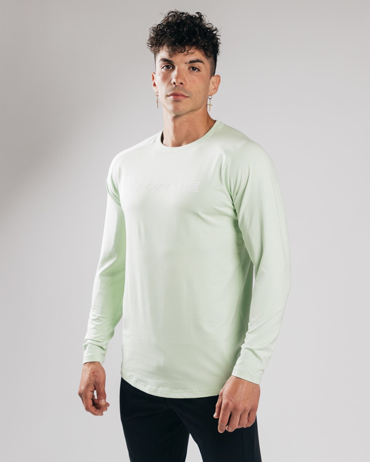 Alphalete Fitted Performance Long Sleeve Frozen Spring | 31845-YWKC