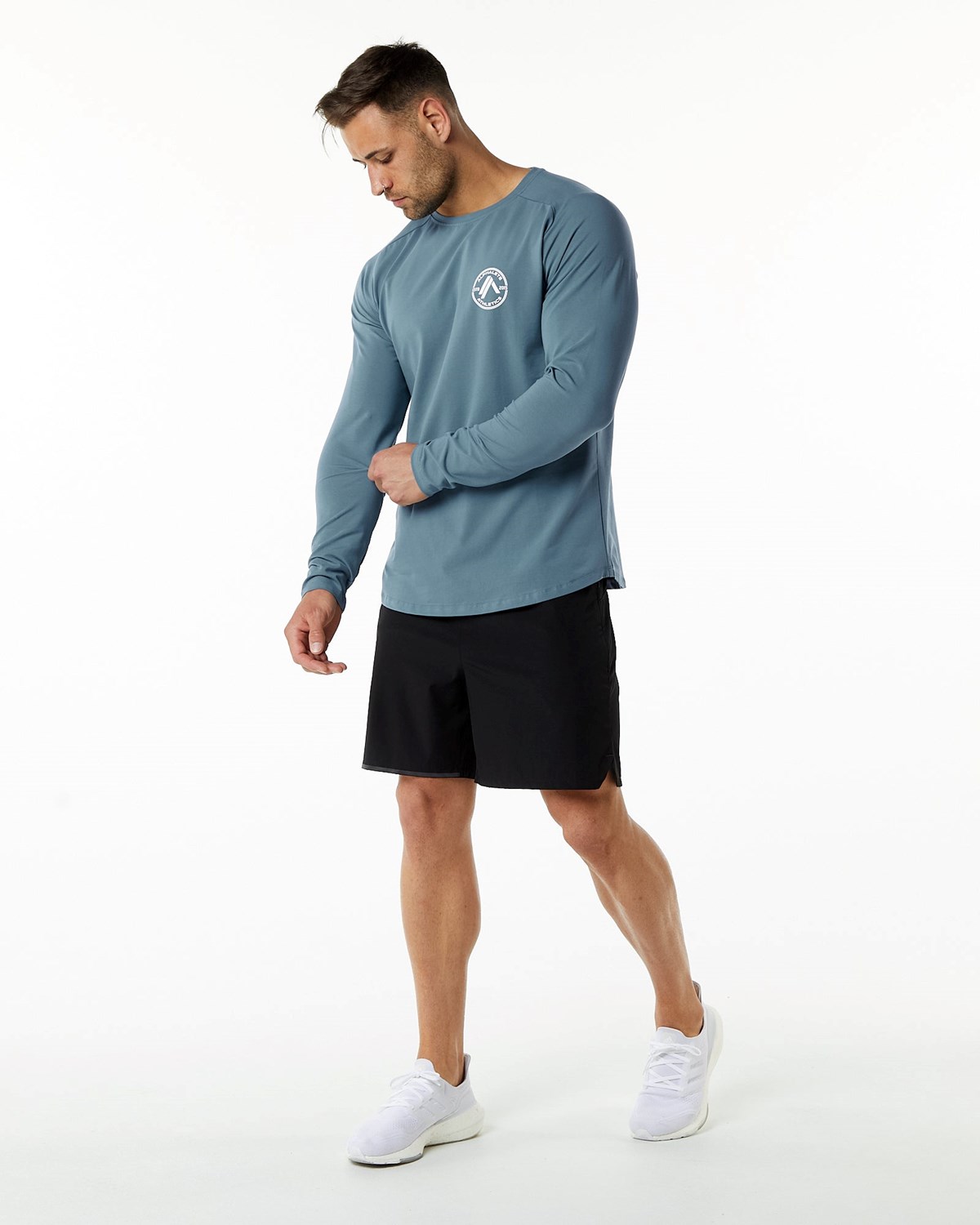 Alphalete Fitted Performance Long Sleeve Niebieskie | 36421-FYBT