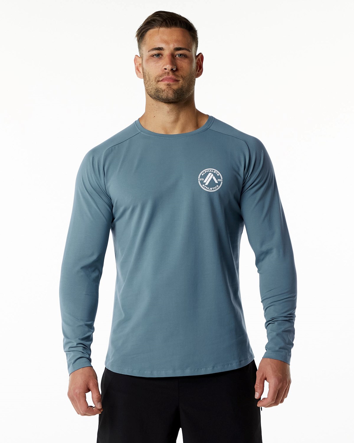 Alphalete Fitted Performance Long Sleeve Niebieskie | 36421-FYBT