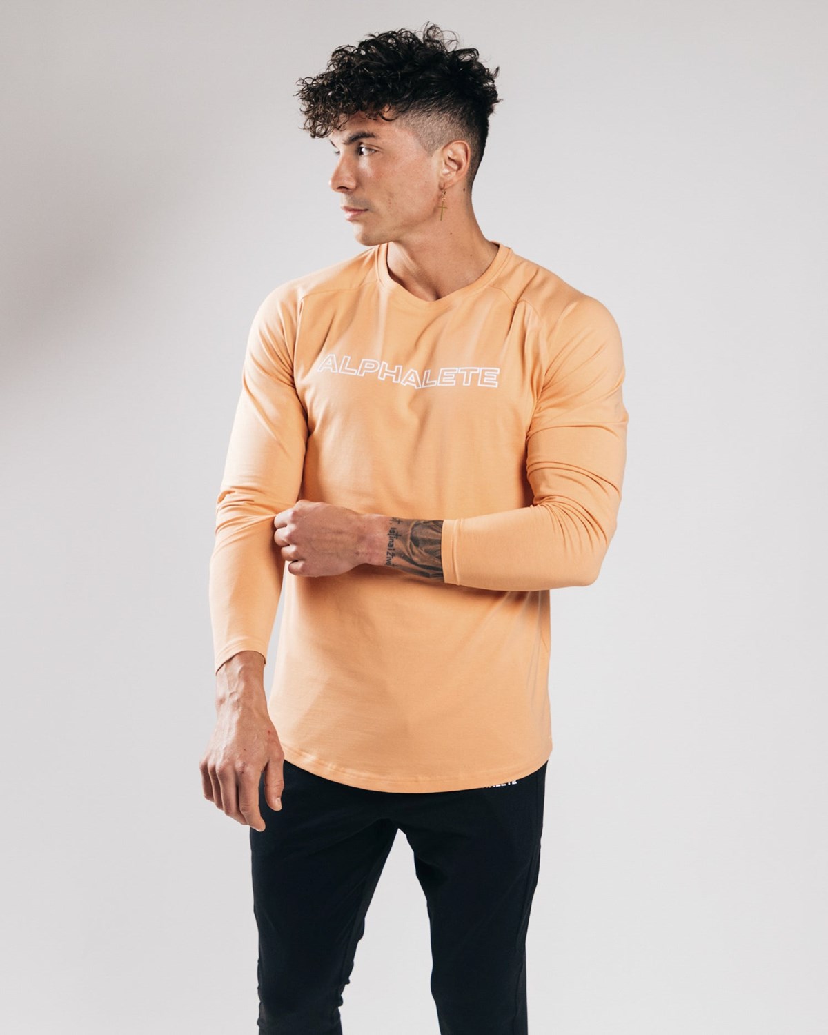 Alphalete Fitted Performance Long Sleeve Pomarańczowe | 50827-JZAP