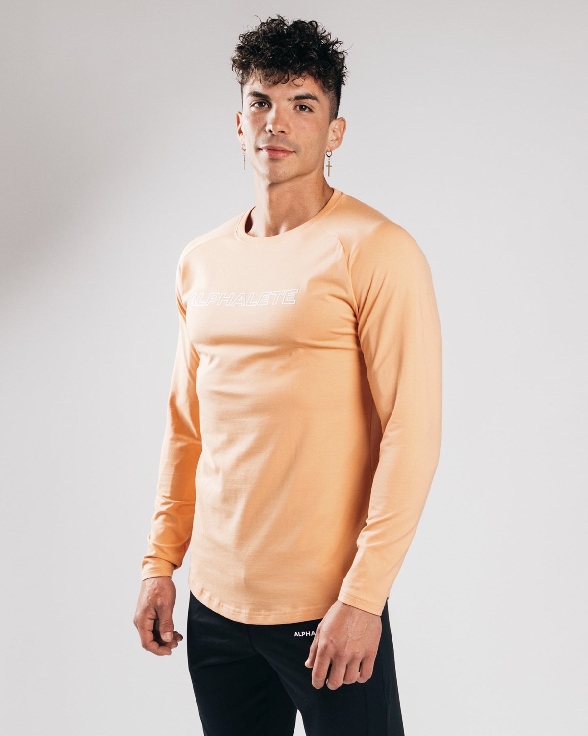 Alphalete Fitted Performance Long Sleeve Pomarańczowe | 50827-JZAP