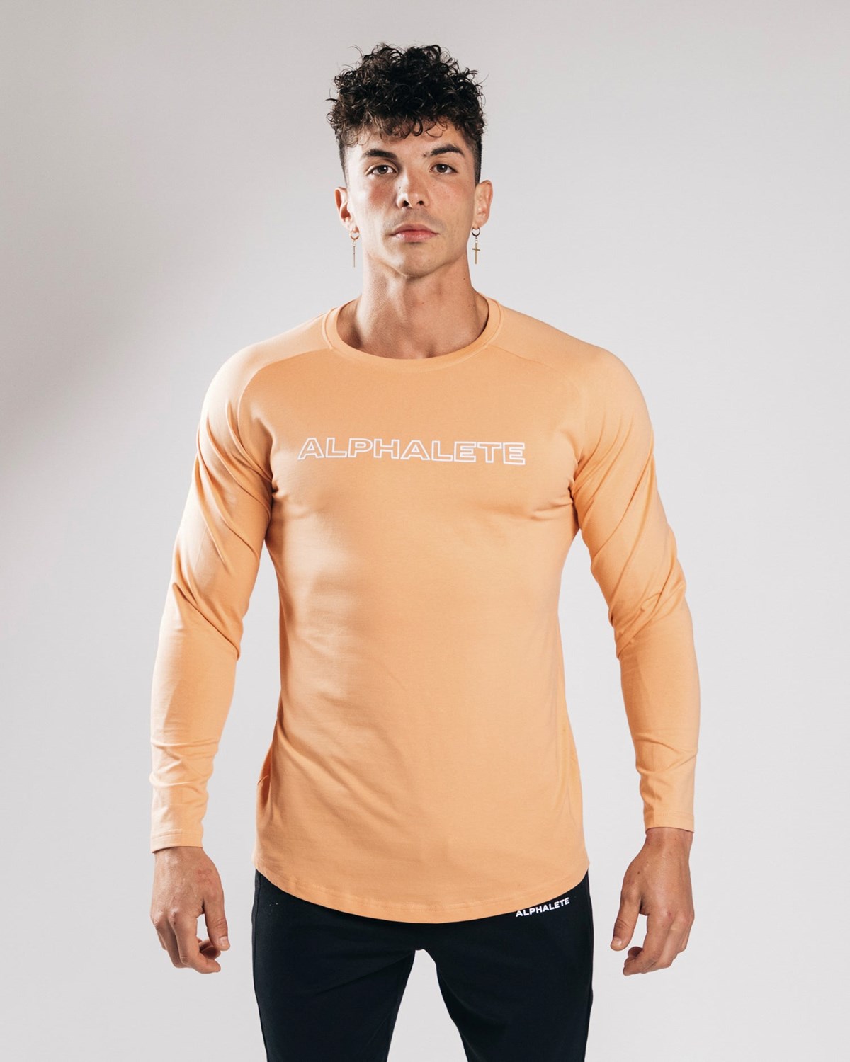 Alphalete Fitted Performance Long Sleeve Pomarańczowe | 50827-JZAP