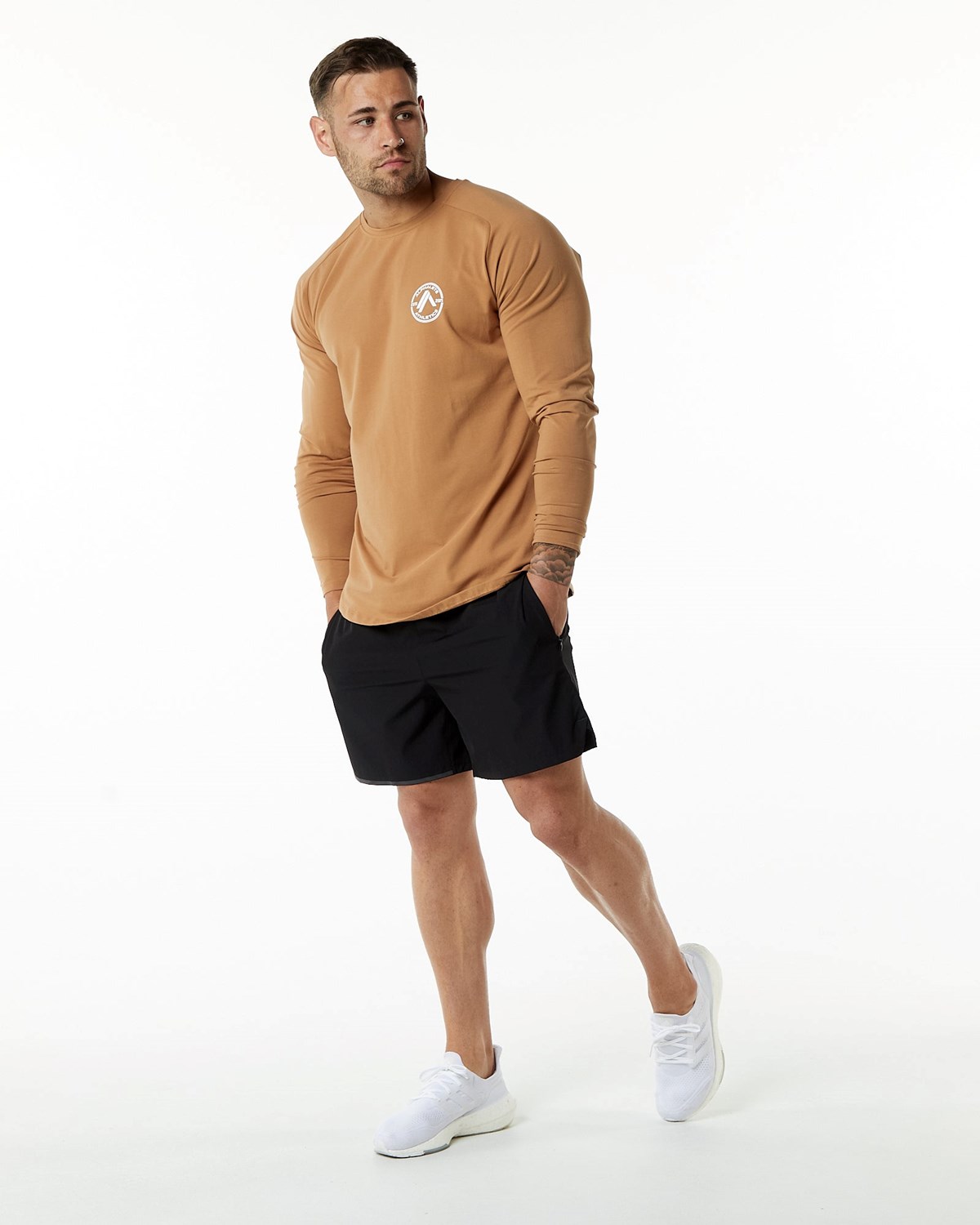 Alphalete Fitted Performance Long Sleeve Rust | 69103-IAUD